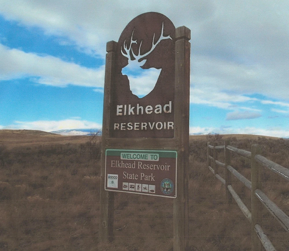 Welcome sign for Elkhead Reservoir State Park near Craig, Colorado